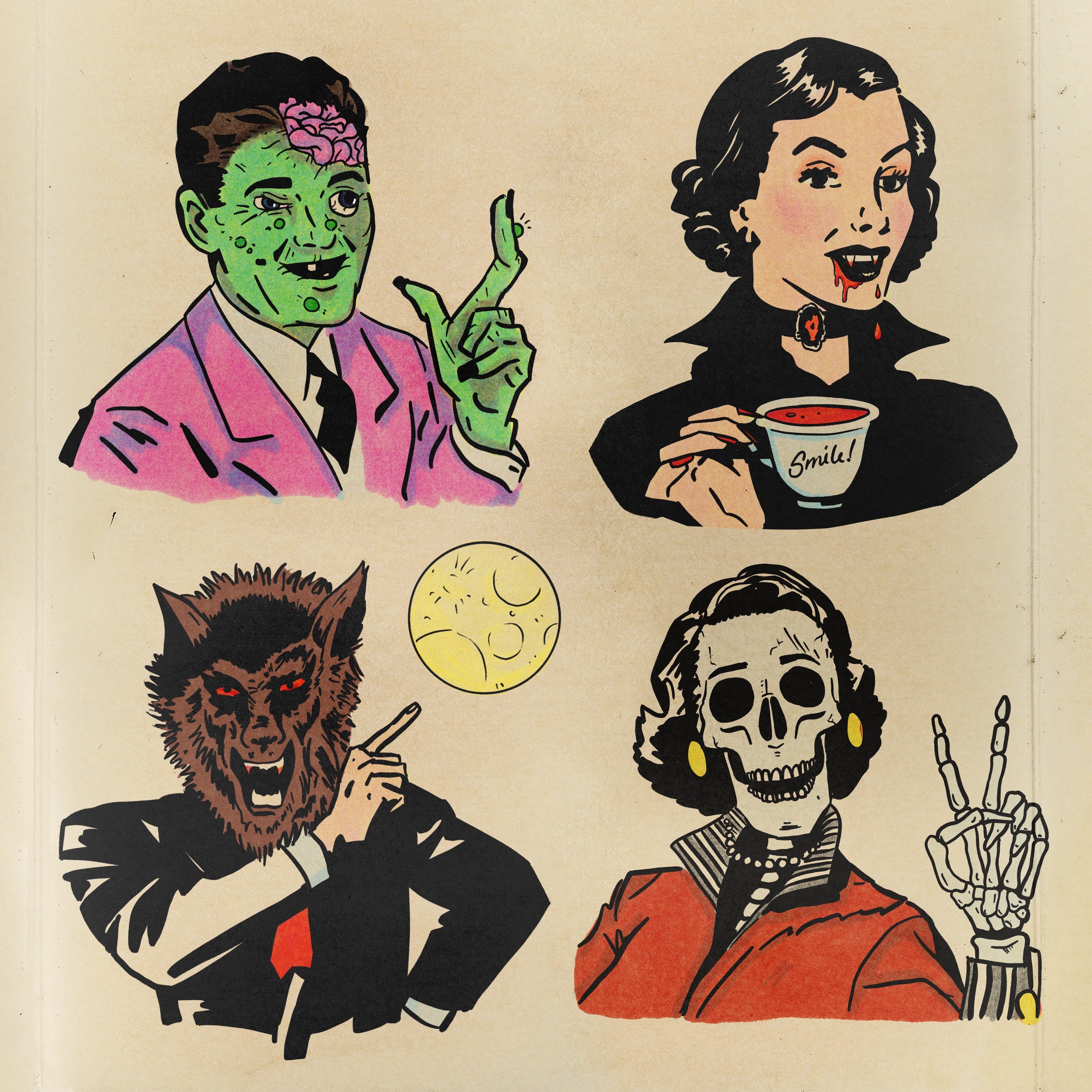 Retro Spookies Illustration